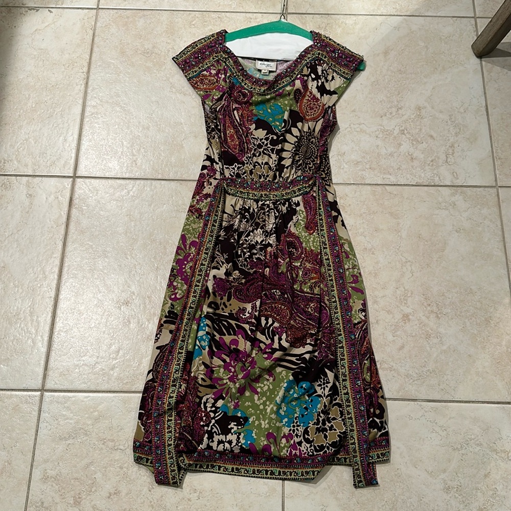 Beige printed dress